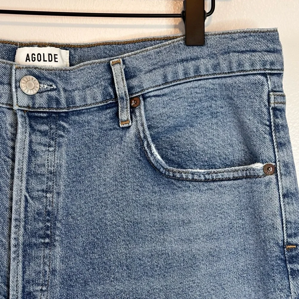 AGOLDE Riley High Rise Crop Distressed Jeans Size 32 - Picture 10 of 15